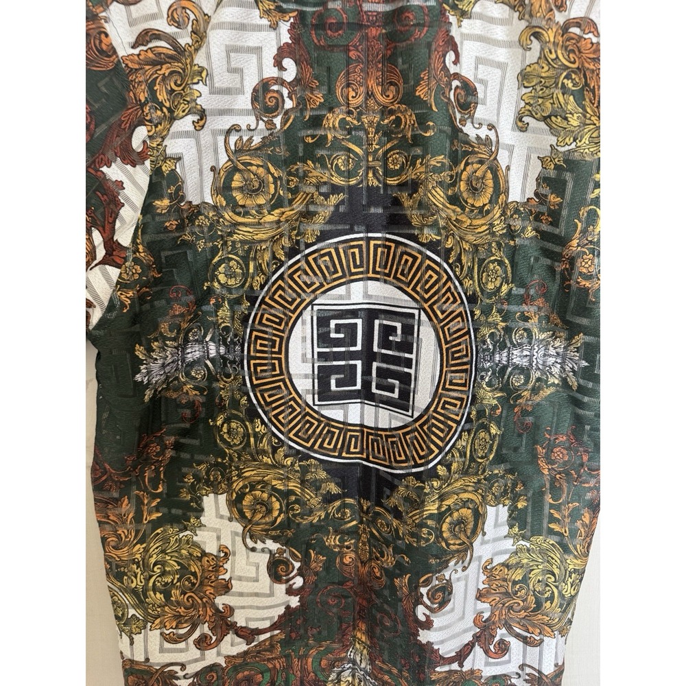 Prestige Original Baroque Print Greek Key Short Sleeve Shirt Rayon Mens Large - Picture 5 of 10